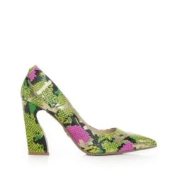 Darlene Lime Green Snake Print Leather