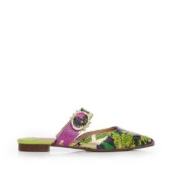 Florally Lime Green Snake Print Leather