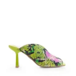 Laryssa Lime Green Snake Print Leather